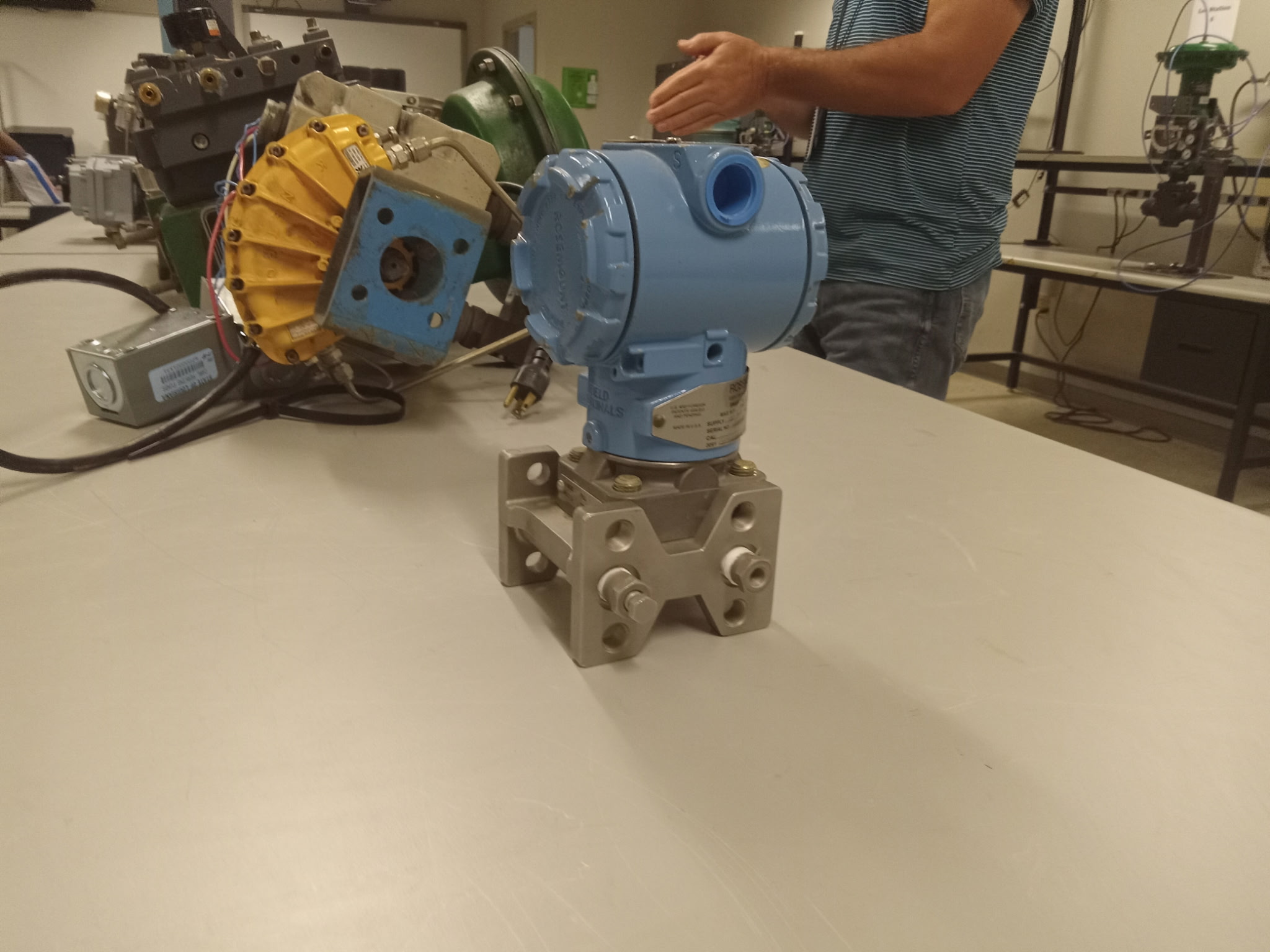 Close-up of a pressure transmitter during the process tech demo